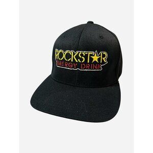 Rockstar Energy Drink Fitted Hat Black One Size Embroidered Flexfit